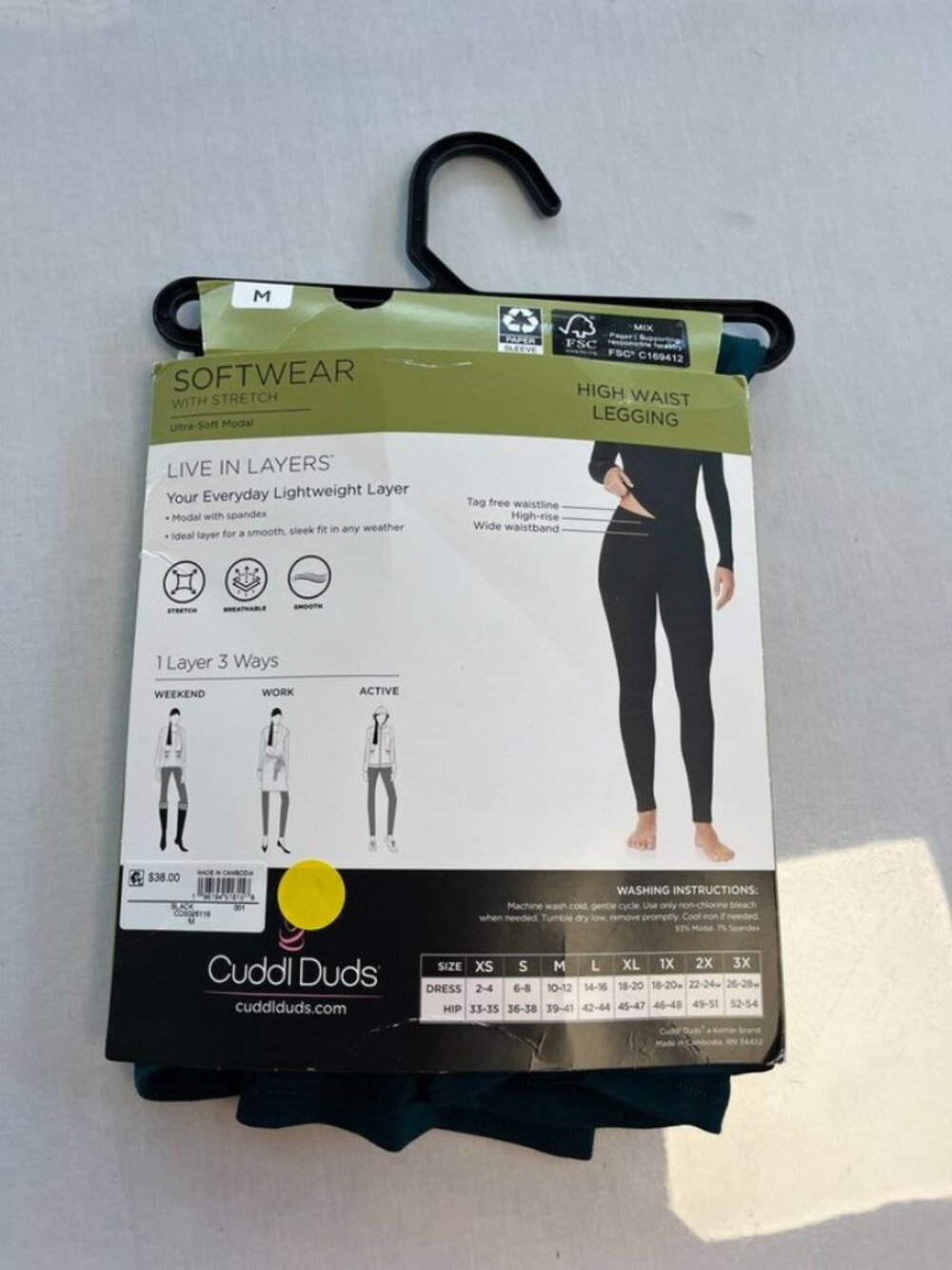 Cuddl Duds Softwear Stretch High Waist Leggings Dark Green Medium NWT - Picture 4 of 12